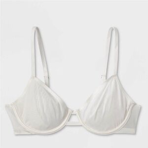 Women's Mesh Unlined Demi Bra Auden™ White 40D Adjustable Strap Underwire Sheer